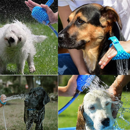 Praktisches Pufo Pet Gerät Schlauch Waschen Bürsten Haustiere Blauen