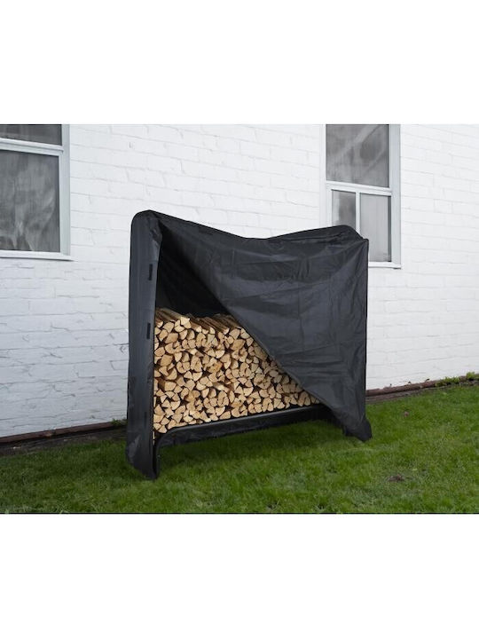 Home & Camp Metallic Firewood Shelf 122x34x124cm Black