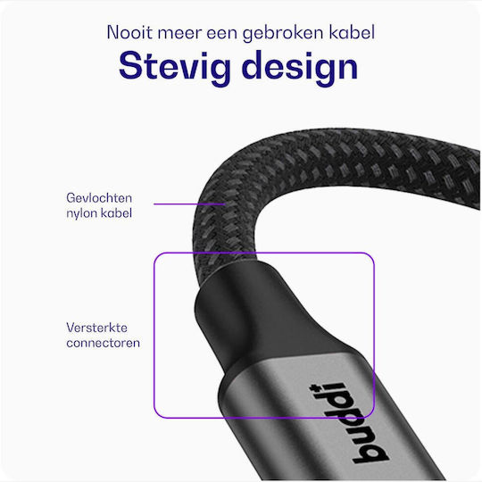 Buddi Flex Spiral USB-A to Lightning Cable 12W Μαύρο 1m