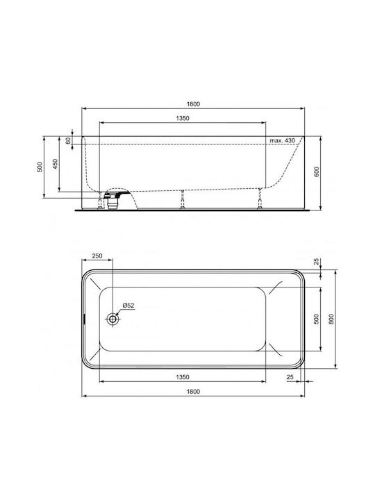Ideal Standard Badewanne Acryl 180x80cm