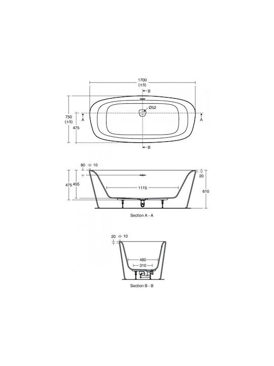 Ideal Standard Μπανιέρα Ακρυλική 170x75cm