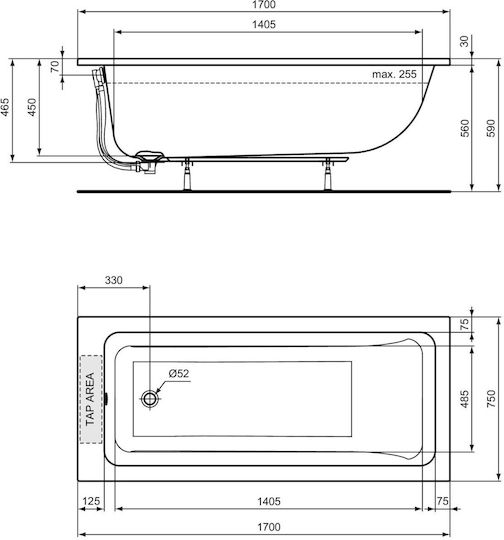 Ideal Standard Вана Акрил 170x75см