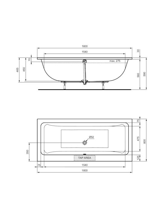 Ideal Standard Вана Акрил 180x80см