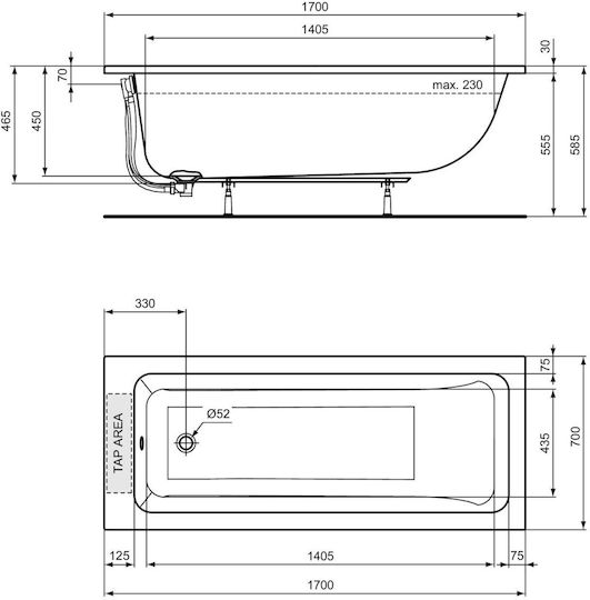 Ideal Standard Badewanne Acryl 170x70cm