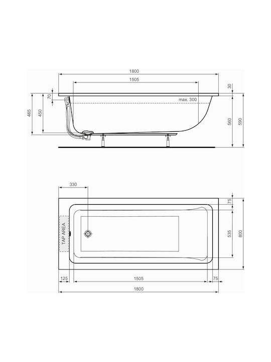 Ideal Standard Вана Акрил 180x80см
