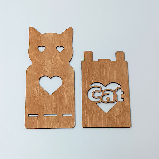 Ξύλινο Σταντ Βάση Κινητά "love Cats" Toxylo