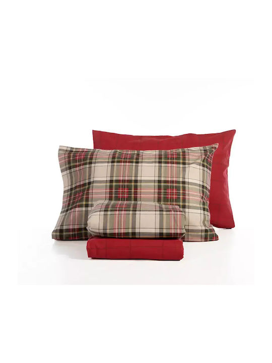 Nef-Nef Homeware Set Cearșafuri Flanel 240x260cm. Noel Red, Grey 4buc