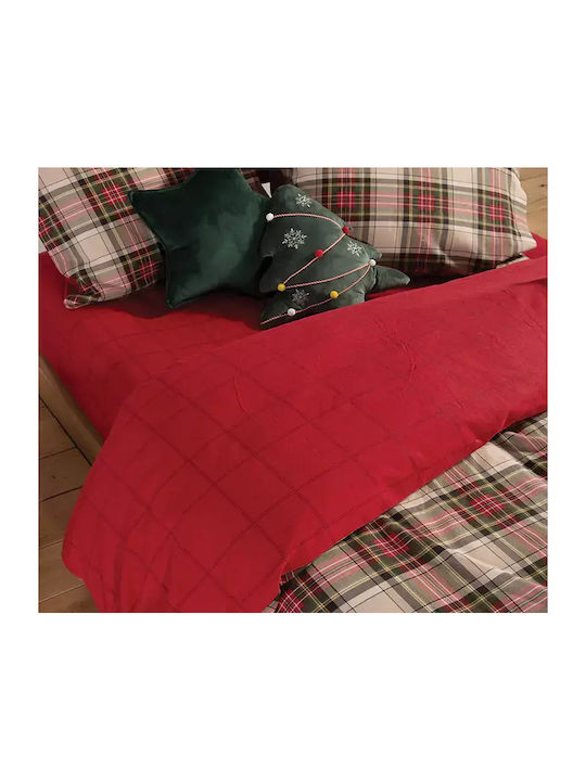 Nef-Nef Homeware Bettwäsche-Set Einzel Flanell 160x260cm. Noel Red, Grey 3Stück