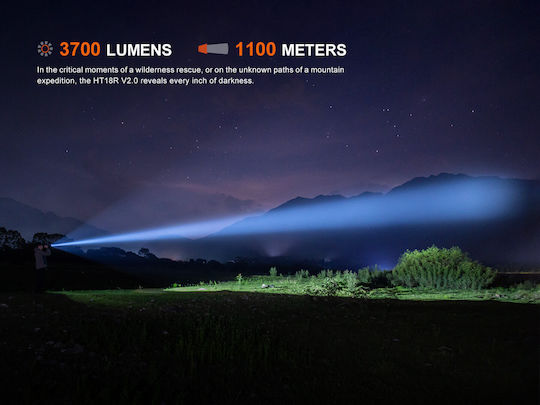 Fenix Rechargeable Flashlight LED IP68 with Maximum Brightness 3700lm