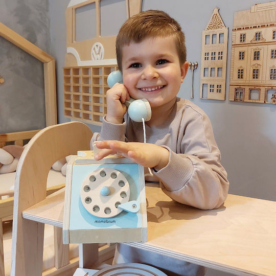Mamabrum Игра за имитация Ретро Телефон от дърво за 3+ години години