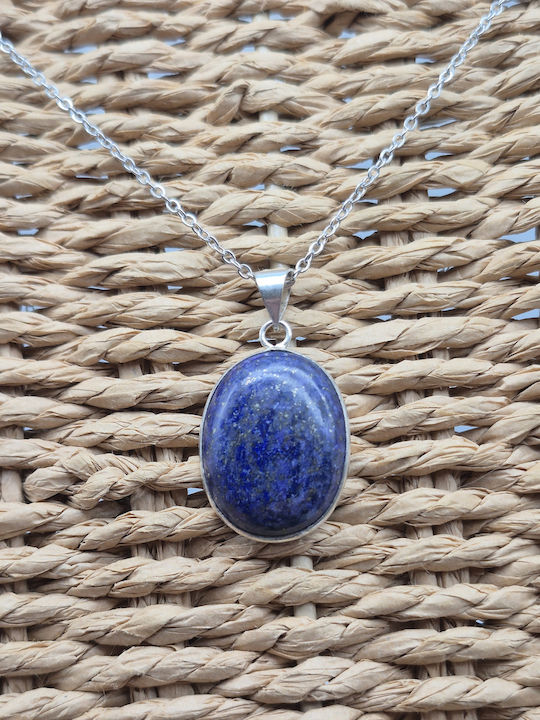 Ersatz Silber Halskette Lapi Lazuli Stahlkette – 25 cm