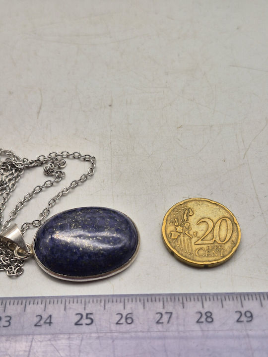 Ersatz Silber Halskette Lapi Lazuli Stahlkette – 25 cm
