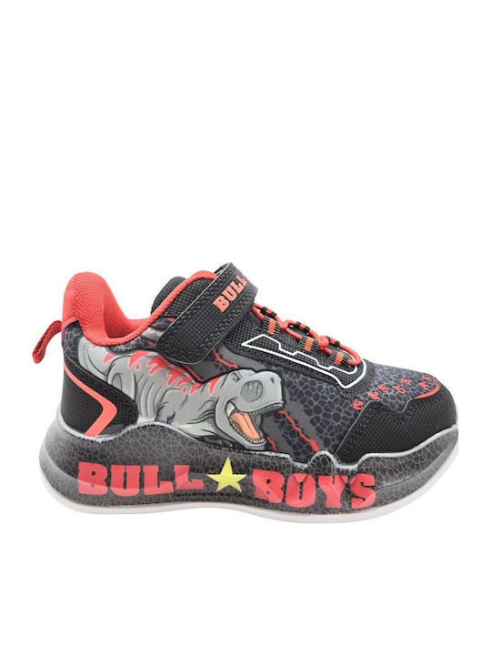 T-rex Παιδικά Sneakers με Σκρατς & Φωτάκια Μαύρα