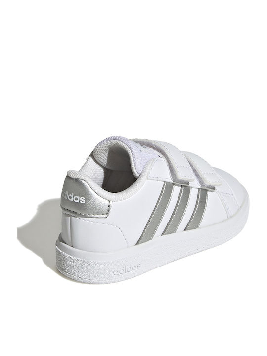 Grand Court 2.0 CF I Kids Sneakers with Hoop & Loop Closure Cloud White / Matte Silver