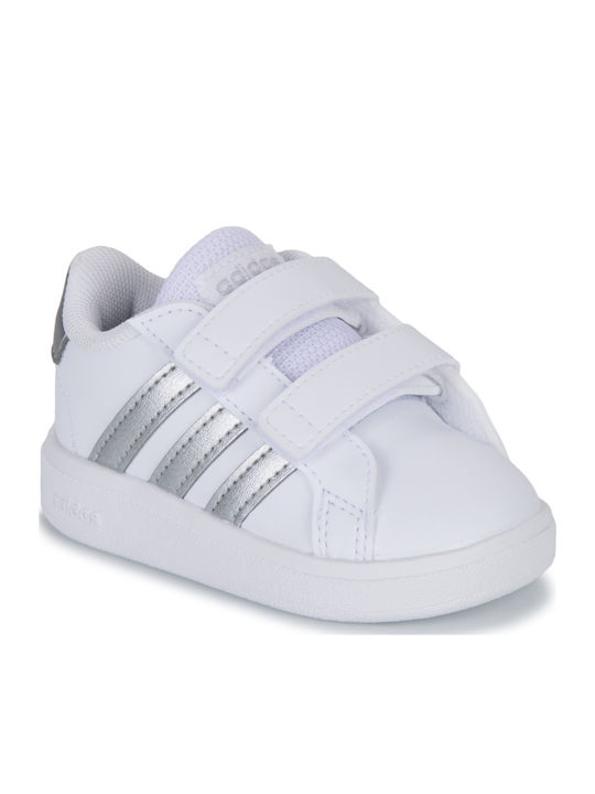 Grand Court 2.0 CF I Kids Sneakers with Hoop & Loop Closure Cloud White / Matte Silver
