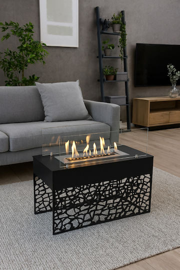 EcoHot Luna Επιτραπέζιο Τζάκι Βιοαιθανόλης Εσωτερικού Χώρου Μαύρο 60x28x35cm