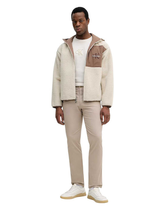 Men's Fleece Hoodie Jacket Beige