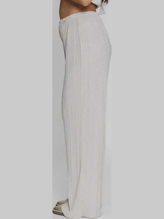 Aurora Women's Fabric Trousers with Elastic Ecru