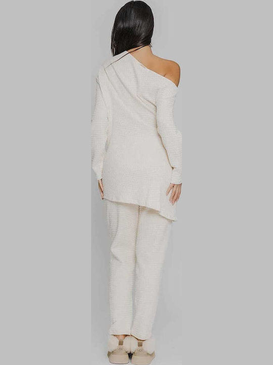 Women's Fabric Trousers Loose Fit Beige