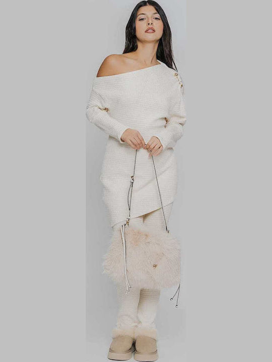 Women's Fabric Trousers Loose Fit Beige