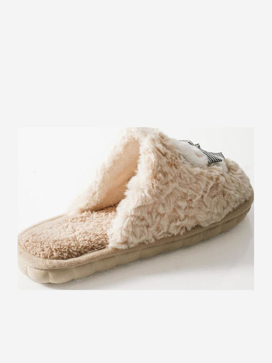 Women's Slippers with Animals Beige