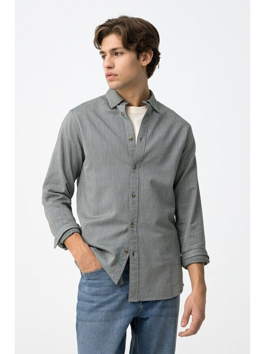 Long-sleeved Cotton Shirt Gray