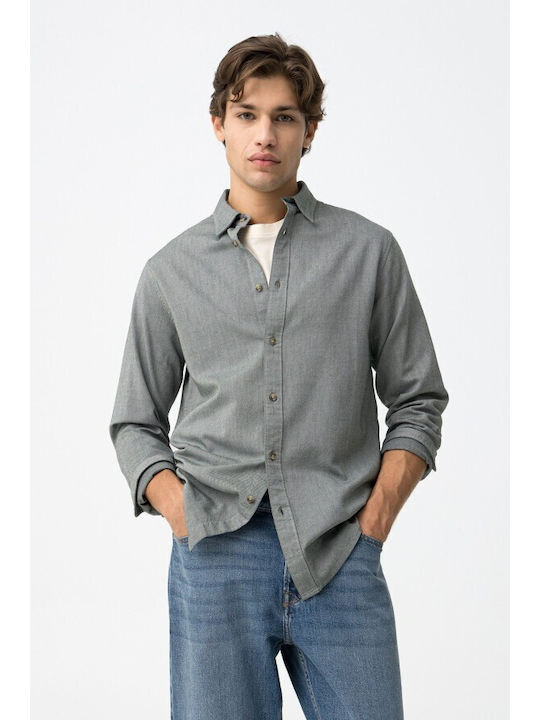 Long-sleeved Cotton Shirt Gray