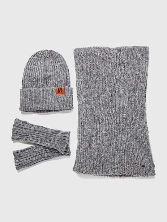 Beanie Beanie with Rib Knit in Gray color
