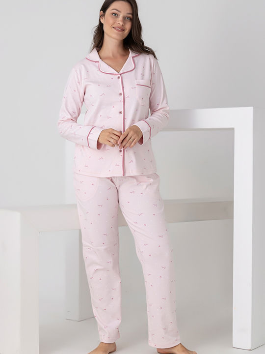 Pijamangel Winter Damen Pyjama-Set Pink
