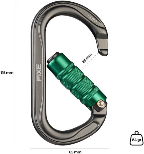 Fixe Oliba Triple Lock Anthracite Green Carabiner Ασφαλειας