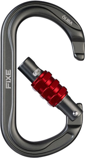 Fixe Oliba Screw Lock Anthracite Red Carabiner Ασφαλειας