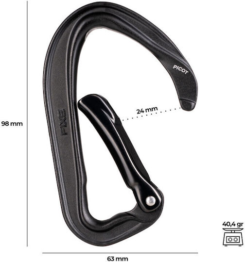Fixe Picot Straight Dark Grey Carabiner
