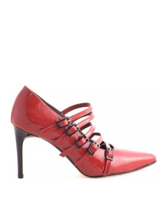 Leder Pumps mit hohem Absatz Rot