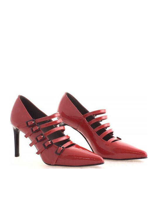 Leder Pumps mit hohem Absatz Rot