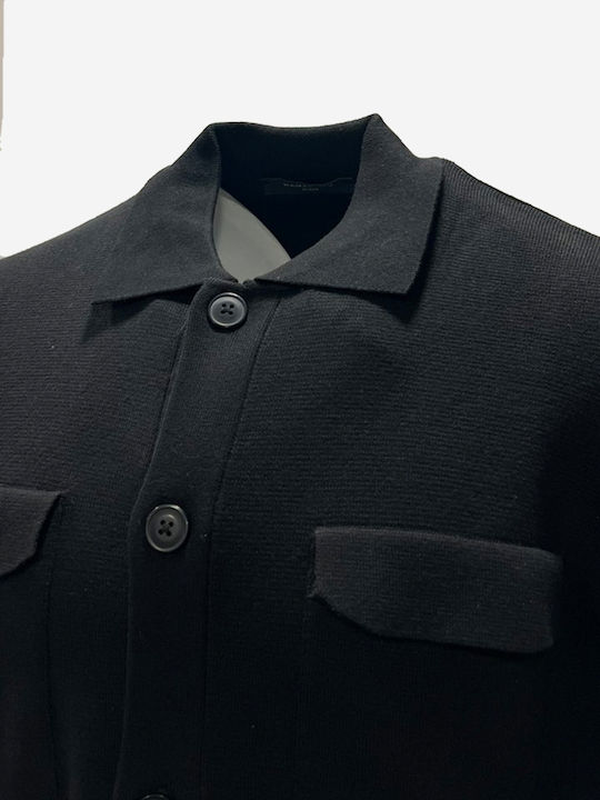 Men's Knitted Cardigan with Buttons Black