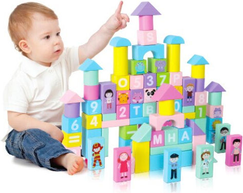 Smartic Cuburi De Construit Educative Din Lemn Pentru 3+ Ani 100 Bucăți