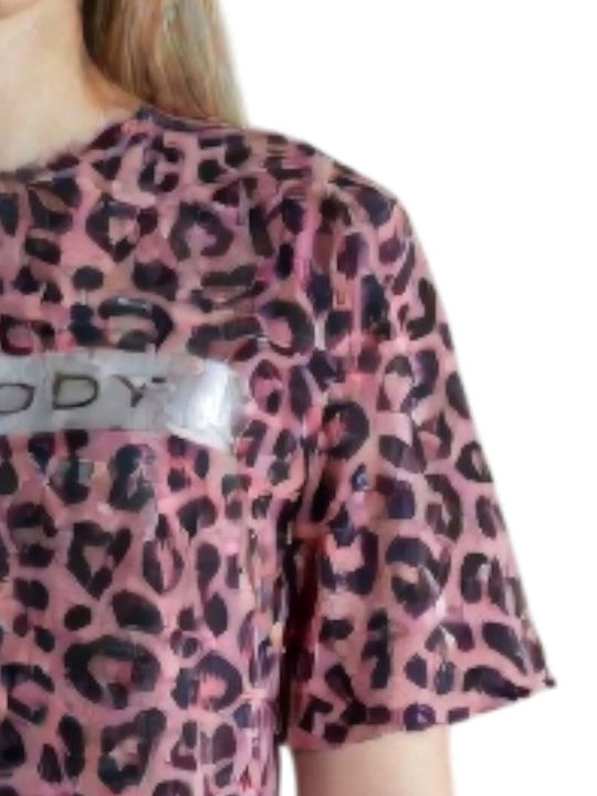 Damen Bluse Kurzärmelig Tierdruck Leopard