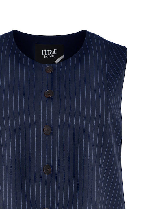 Short Women's Vest with Buttons Blue