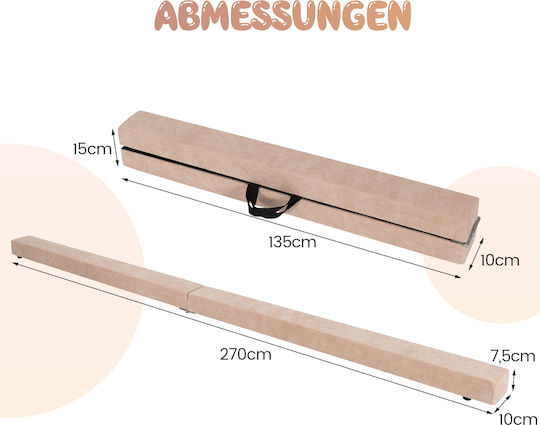 Costway 270 cm Folding Balance Beam Kids Carry Handle Brown Fh10130cf