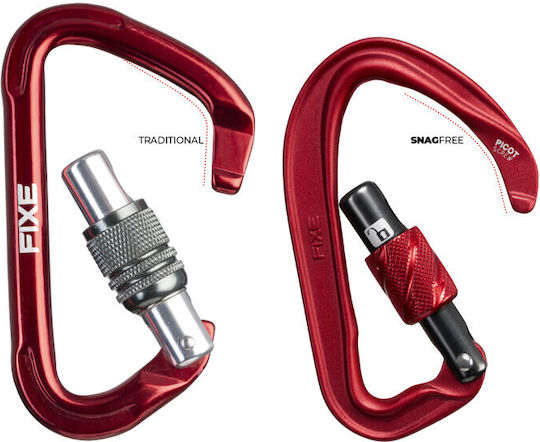 Fixe Picot Screw Red Carabiner Ασφαλειας