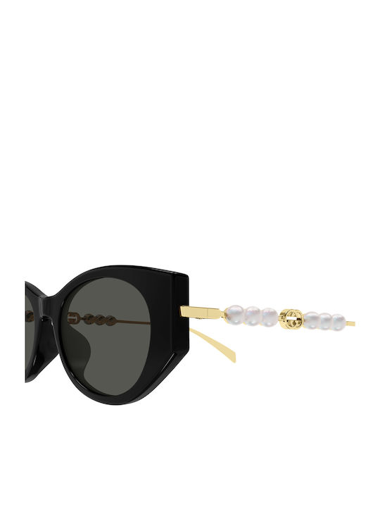 Gucci Damentaschen Sonnenbrille mit Schwarzem Rahmen und Grauen Gläsern GG1970SA 001