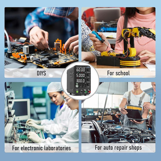 Sursă de Alimentare de Laborator 60 V 5 A DC Reglaj Fin Grosier prin Encoder 20 W USB-C USB-A Protecție la Supracurent OCP Ventilator de Răcire Intrare AC115V/230V Jesverty