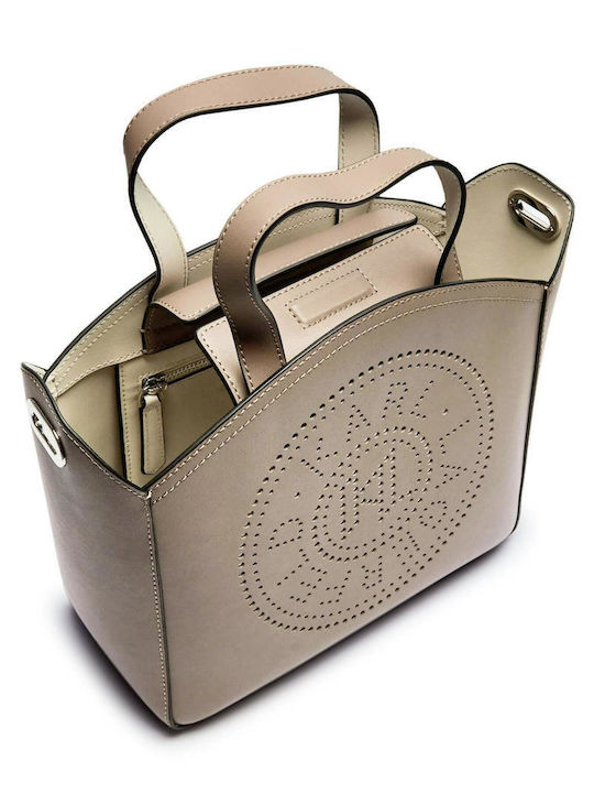 Circle Leather Women's Bag Tote Handbag Gray