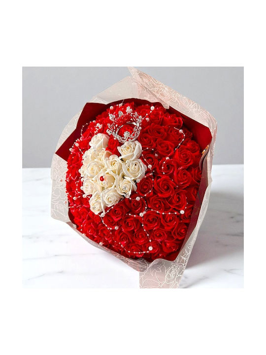 Royal Red Bouquet 101 Soap Roses Decorative Accessories 40 Cm