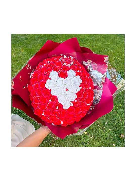 Royal Red Bouquet 101 Soap Roses Decorative Accessories 40 Cm