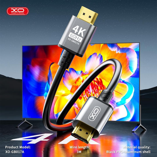 XO HDMI 2.0 Cable HDMI male - HDMI male 3m Black