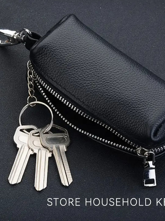 Gp & Max 355 Leder Schlüsselhülle Reißverschluss Brieftasche Schwarz