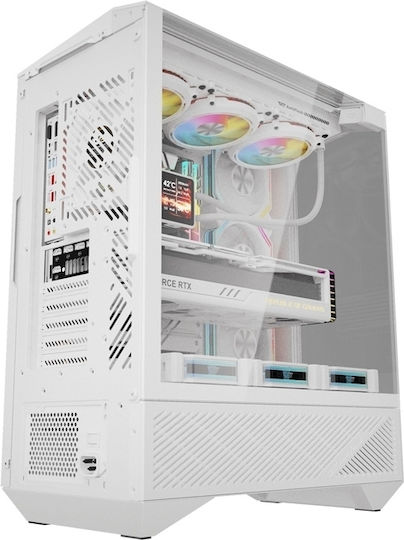 Darkflash DY460 Gaming Middle Tower Carcasă PC cu Deschidere Laterală Albă