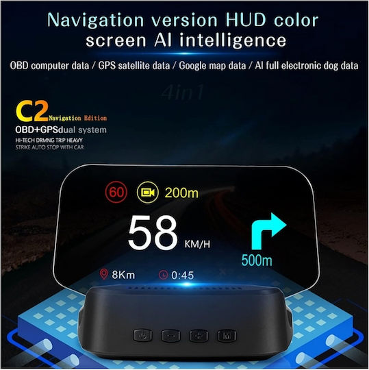 Pyramid Instrument digital Head Up Display, OBD2, Contor RPM, Temperatura apei și Turometru Pentru mașină pentru montare pe Tabloul de bord