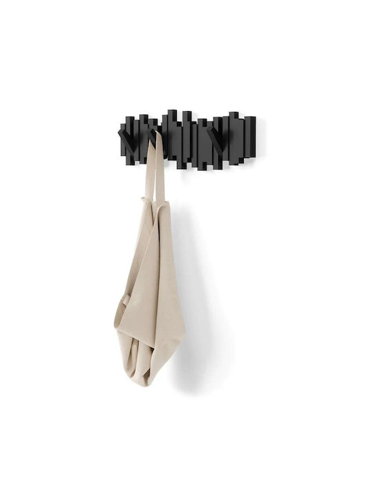 Umbra Κρεμάστρα Τοίχου Sticks Πλαστική 5 Θέσεων Μαύρη 49x3x18cm